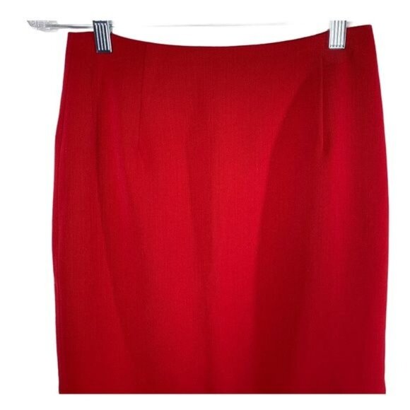Charles Gray Red Wool Pencil Skirt Size 4 | Lined Classic Fall Holiday Work - Picture 2 of 10